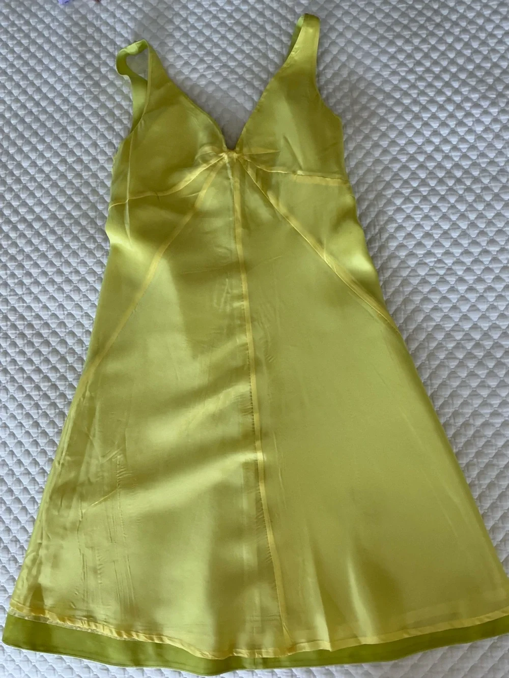 J.Crew Chartreuse Silk Blend Lime Green Sleeveless V-Neck Cocktail Dress 8 - Picture 9 of 15